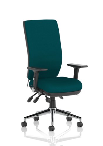 Chiro High Back With Height Adjustable And Folding Arms Bespoke Colour Back And Seat Maringa Teal