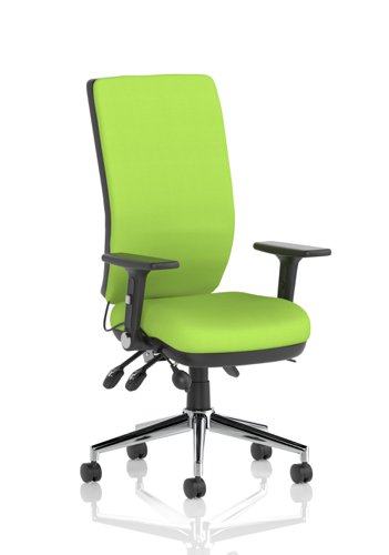 Chiro High Back Task Operators Chair Bespoke Colour Myrrh Green With Height Adjustable And Folding Arms