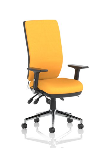 Chiro High Back With Height Adjustable And Folding Arms Bespoke Colour Back And Seat Senna Yellow