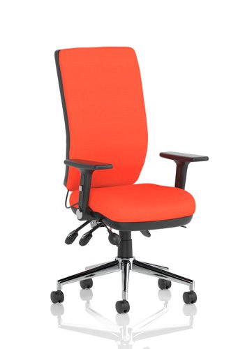 Chiro High Back With Height Adjustable And Folding Arms Bespoke Colour Back And Seat Tabasco Orange