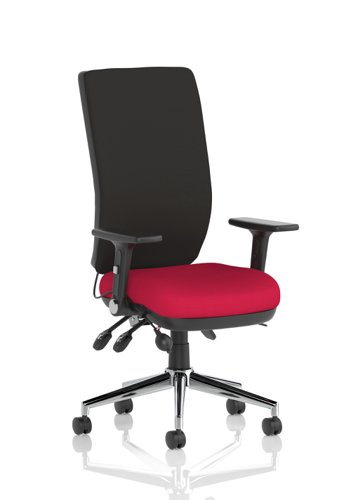 Chiro High Back Task Operators Chair Bespoke Colour Seat Bergamot Cherry With Height Adjustable And Folding Arms