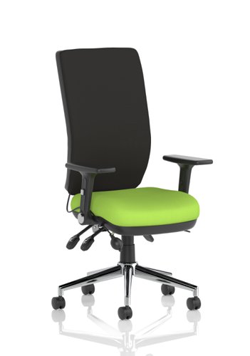 Chiro High Back Task Operators Chair Bespoke Colour Seat Myrrh Green With Height Adjustable And Folding Arms