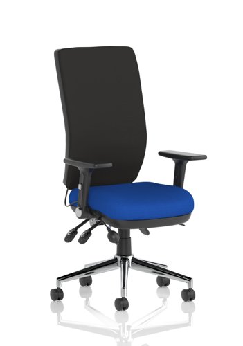 Chiro High Back With Height Adjustable And Folding Arms Bespoke Colour Seat Stevia Blue