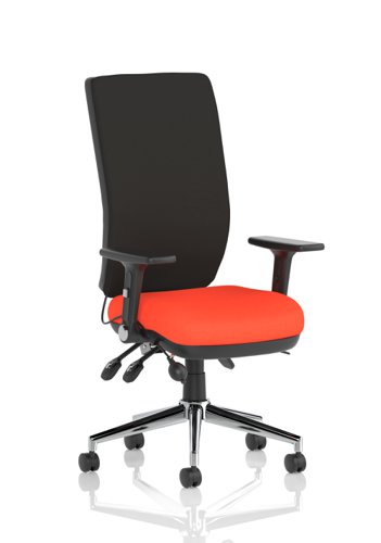 Chiro High Back With Height Adjustable And Folding Arms Bespoke Colour Seat Tabasco Orange