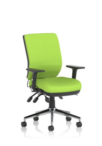 Chiro Medium Back With Height Adjustable And Folding Arms Bespoke Colour Back and Seat Myrrh Green