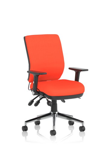 Chiro Medium Back With Height Adjustable And Folding Arms Bespoke Colour Back and Seat Tabasco Orange