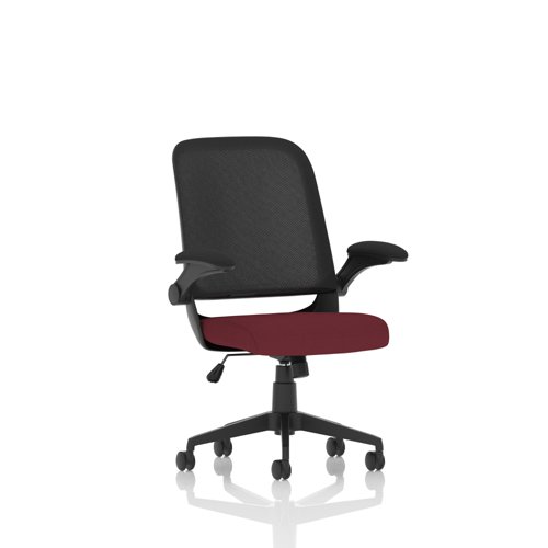 Crew Mesh Back Task Operator Office Chair Bespoke Fabric Seat Ginseng Chilli With Folding Arms - KCUP2017