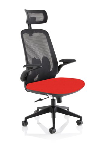 Sigma Executive Mesh Back Office Chair Bespoke Fabric Seat Bergamot Cherry With Folding Arms - KCUP2024