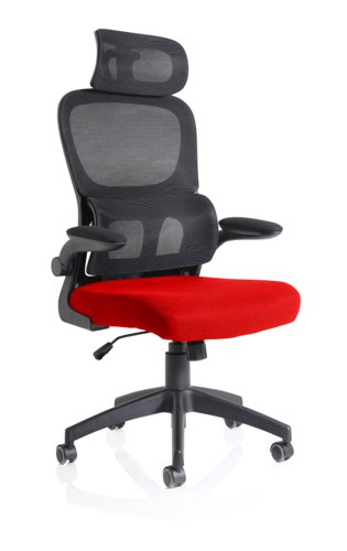 17149DY - Iris Mesh Back Task Operator Office Chair Bespoke Bergamot Cherry Fabric Seat With Headrest - KCUP2032