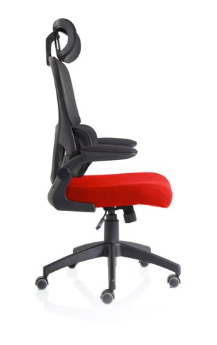 Iris Mesh Back Task Operator Office Chair Bespoke Bergamot Cherry Fabric Seat With Headrest - KCUP2032