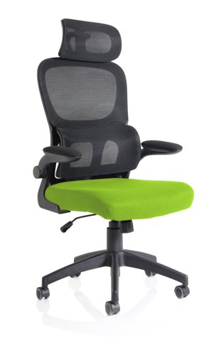 Iris Mesh Back Task Operator Office Chair Bespoke Myrrh Green Fabric Seat With Headrest - KCUP2033 19172DY