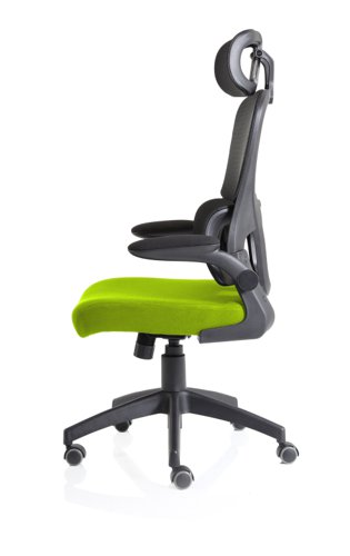 Iris Mesh Back Task Operator Office Chair Bespoke Myrrh Green Fabric Seat With Headrest - KCUP2033