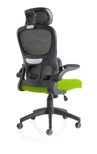 Iris Mesh Back Task Operator Office Chair Bespoke Myrrh Green Fabric Seat With Headrest - KCUP2033