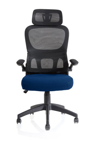 Iris Mesh Back Task Operator Office Chair Bespoke Stevia Blue Fabric Seat With Headrest - KCUP2034 19179DY