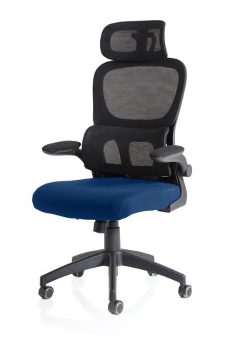 Iris Mesh Back Task Operator Office Chair Bespoke Stevia Blue Fabric Seat With Headrest - KCUP2034