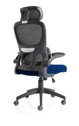 Iris Task Operator Black Mesh Back Bespoke Stevia Blue Fabric Seat With Headrest