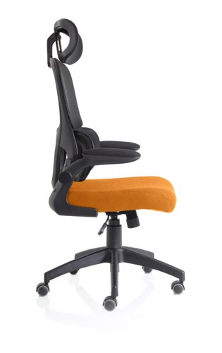 Iris Mesh Back Task Operator Office Chair Bespoke Senna Yellow Fabric Seat With Headrest - KCUP2036 19193DY