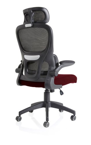 19200DY - Iris Mesh Back Task Operator Office Chair Bespoke Gnseng Chilli Fabric Seat With Headrest - KCUP2037
