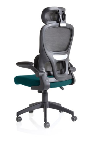 Iris Mesh Back Task Operator Office Chair Bespoke Maringa Teal Fabric Seat With Headrest - KCUP2038  19207DY