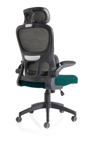 Iris Mesh Back Task Operator Office Chair Bespoke Maringa Teal Fabric Seat With Headrest - KCUP2038