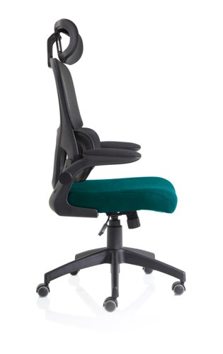19207DY - Iris Mesh Back Task Operator Office Chair Bespoke Maringa Teal Fabric Seat With Headrest - KCUP2038