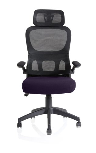 Iris Mesh Back Task Operator Office Chair Bespoke Tansy Purple Fabric Seat With Headrest - KCUP2039