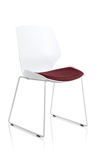 Florence Sled White Frame Bespoke Ginseng Chilli Fabric Visitor Chair