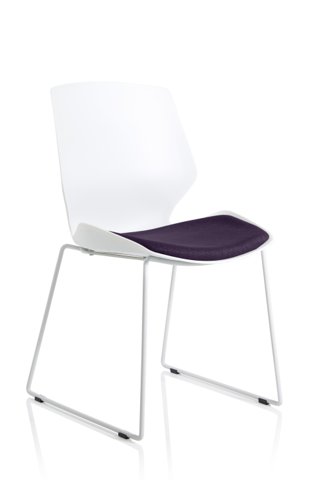 Florence Sled White Frame Bespoke Tansy Purple Fabric Visitor Chair Dynamic
