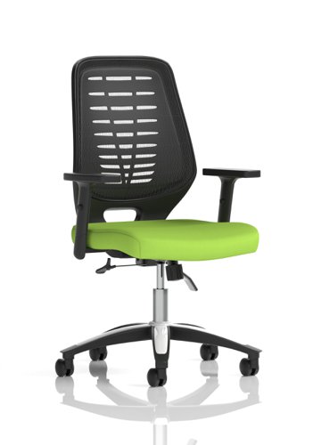 Relay Task Operator Chair Bespoke Colour Black Back Myrrh Green With Height Adjustable Arms