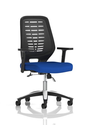 Relay Task Operator Chair Bespoke Colour Black Back Stevia Blue With Height Adjustable Arms