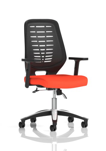Relay Task Operator Chair Bespoke Colour Black Back Tabasco Orange With Height Adjustable Arms