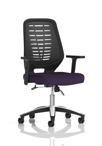 Relay Task Operator Chair Bespoke Colour Black Back Tansy Purple With Height Adjustable Arms