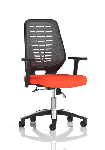 Relay Task Operator Chair Bespoke Colour Silver Back Tabasco Orange With Height Adjustable Arms