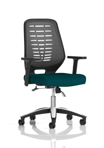Relay Task Operator Chair Bespoke Colour Silver Back Maringa Teal With Height Adjustable Arms
