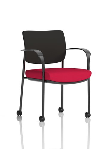 Brunswick Deluxe Black Fabric Back Black Frame Bespoke Colour Seat Bergamot Cherry With Arms With Castors