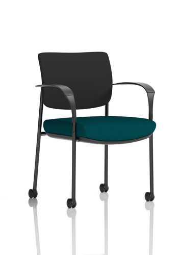 Brunswick Deluxe Black Fabric Back Black Frame Bespoke Colour Seat Maringa Teal With Arms With Castors