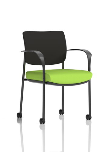 Brunswick Deluxe Black Fabric Back Black Frame Bespoke Colour Seat Myrrh Green With Arms With Castors