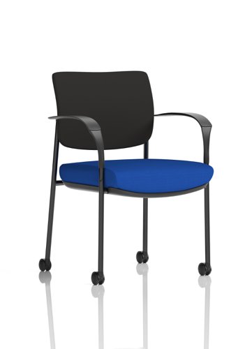 Brunswick Deluxe Black Fabric Back Black Frame Bespoke Colour Seat Stevia Blue With Arms With Castors Dynamic