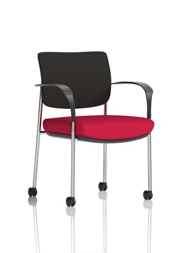 Brunswick Deluxe Black Fabric Back Chrome Frame Bespoke Colour Seat Bergamot Cherry With Arms With Castors Dynamic