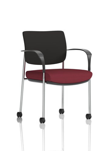 Brunswick Deluxe Black Fabric Back Chrome Frame Bespoke Colour Seat Ginseng Chilli With Arms With Castors Dynamic