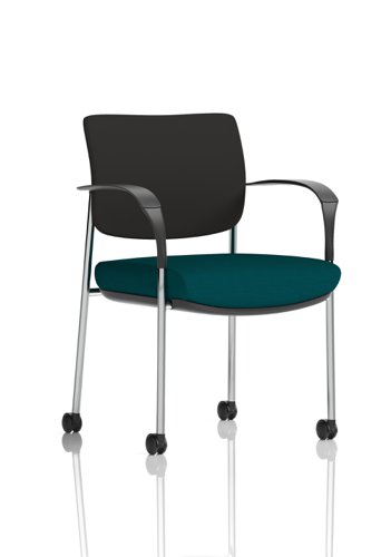 Brunswick Deluxe Black Fabric Back Chrome Frame Bespoke Colour Seat Maringa Teal With Arms With Castors Dynamic