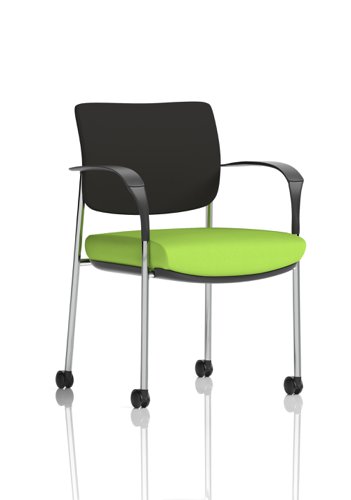 Brunswick Deluxe Black Fabric Back Chrome Frame Bespoke Colour Seat Myrrh Green With Arms With Castors