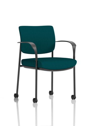 Brunswick Deluxe Black Frame Bespoke Colour Back And Seat Maringa Teal With Arms With Castors