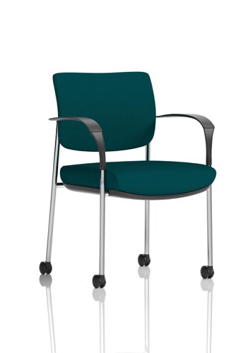 Brunswick Deluxe Chrome Frame Bespoke Colour Back And Seat Maringa Teal With Arms With Castors