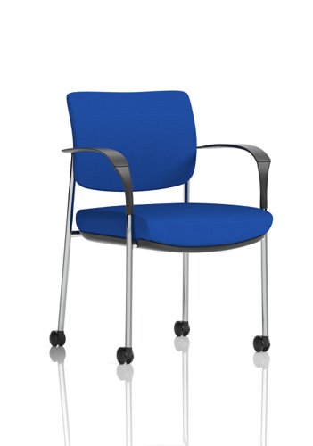 Brunswick Deluxe Chrome Frame Bespoke Colour Back And Seat Stevia Blue With Arms With Castors