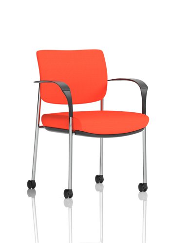 Brunswick Deluxe Chrome Frame Bespoke Colour Back And Seat Tabasco Orange With Arms With Castors