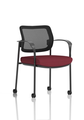 Brunswick Deluxe Mesh Back Black Frame Bespoke Colour Seat Ginseng Chilli With Arms With Castors