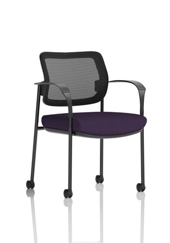 Brunswick Deluxe Mesh Back Black Frame Bespoke Colour Seat Tansy Purple With Arms With Castors