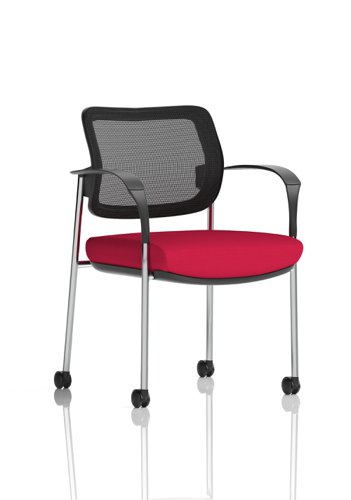 Brunswick Deluxe Mesh Back Chrome Frame Bespoke Colour Seat Bergamot Cherry With Arms With Castors