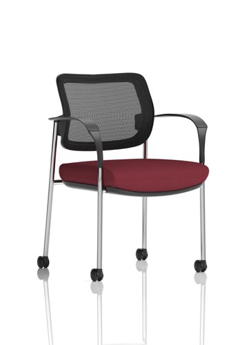 Brunswick Deluxe Mesh Back Chrome Frame Bespoke Colour Seat Ginseng Chilli With Arms With Castors